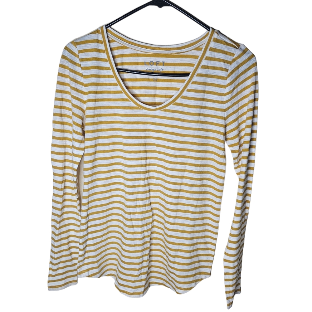 Loft Ventage Soft women's gold/white long-sleeved tees size XS